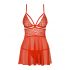 Obsessive 838-BAB-3 - Pikantes Spitzen-Babydoll mit Tanga (Rot)