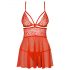 Obsessive 838-BAB-3 - Spicy Lace Babydoll with Thong (Red)  - L/XL