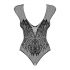 Obsessive B112 - Sleeveless, Angel Wing, Open Mesh Bodysuit (Black)