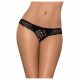 Obsessive Miamor - Rhinestone Open Lace Thong (Black)  - L/XL