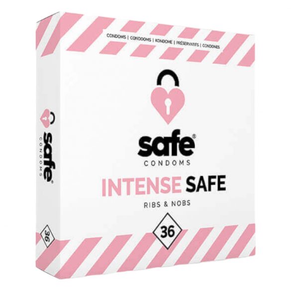 SAFE Intense Safe - Rievots un punktiņains prezervatīvs (36 gab.)