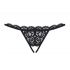 Obsessive 831-THC-1 - Small Bow Open Lace Thong (Black)  - L/XL