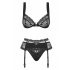 Set Intimo Heartina Floreale con Decorazione a Cuore (nero)  - L/XL