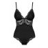 Obsessive 810-TED-1 - Lace-Trimmed, Stretch Bodysuit (Black)  - XXL