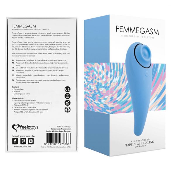 FEELZTOYS Femmegasm - презареждащ се, водоустойчив вагинален и клиторен вибратор (син)