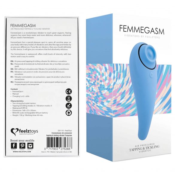 FEELZTOYS Femmegasm - akkubetriebener, wasserdichter vaginaler und klitoraler Vibrator (blau)