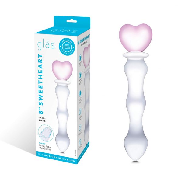 GLAS - sklenené dildo v tvare srdca (priesvitné)