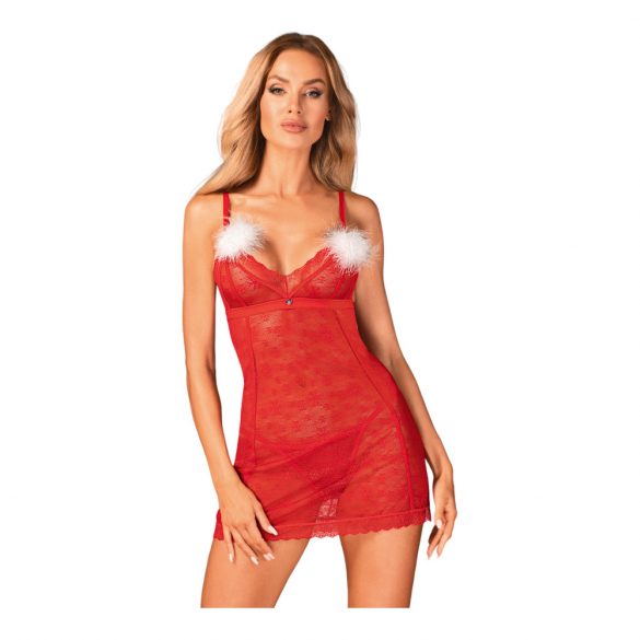 Obsessive Claussica - babydoll et tanga (rouge)