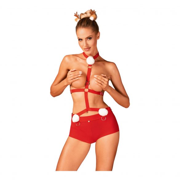 Obsessive Ms Reindy - Women's Reindeer Costume Set (2-Piece) - Red