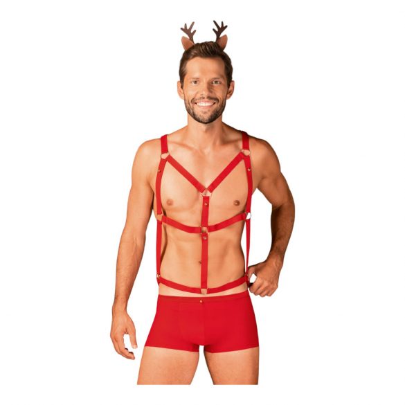 Obsessive Mr Reindy - vyriškas elnio kostiumas (3 dalių) - raudonas
