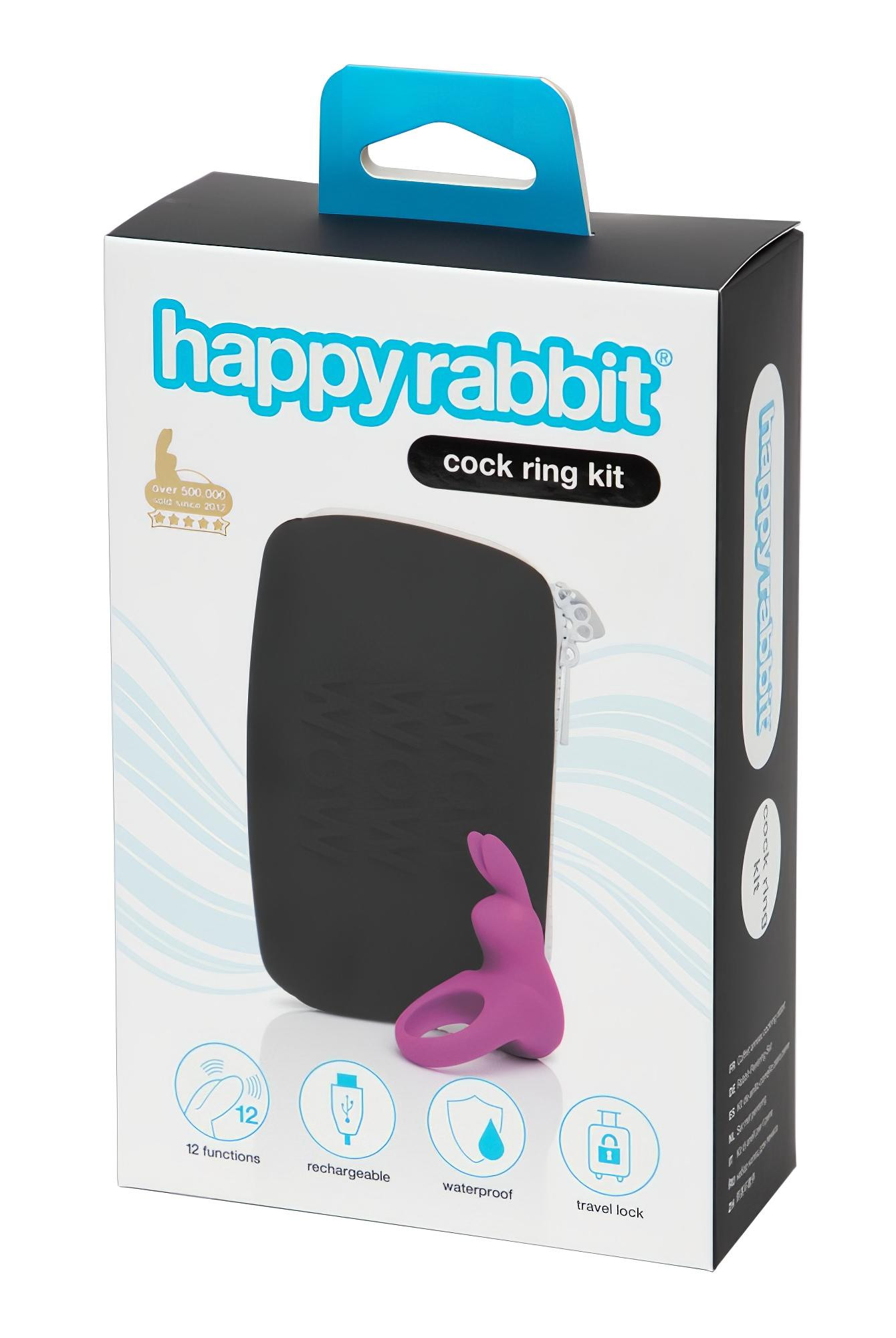 Happyrabbit Cock Kit - vibračný krúžok na penis s úložným vreckom (fialový)