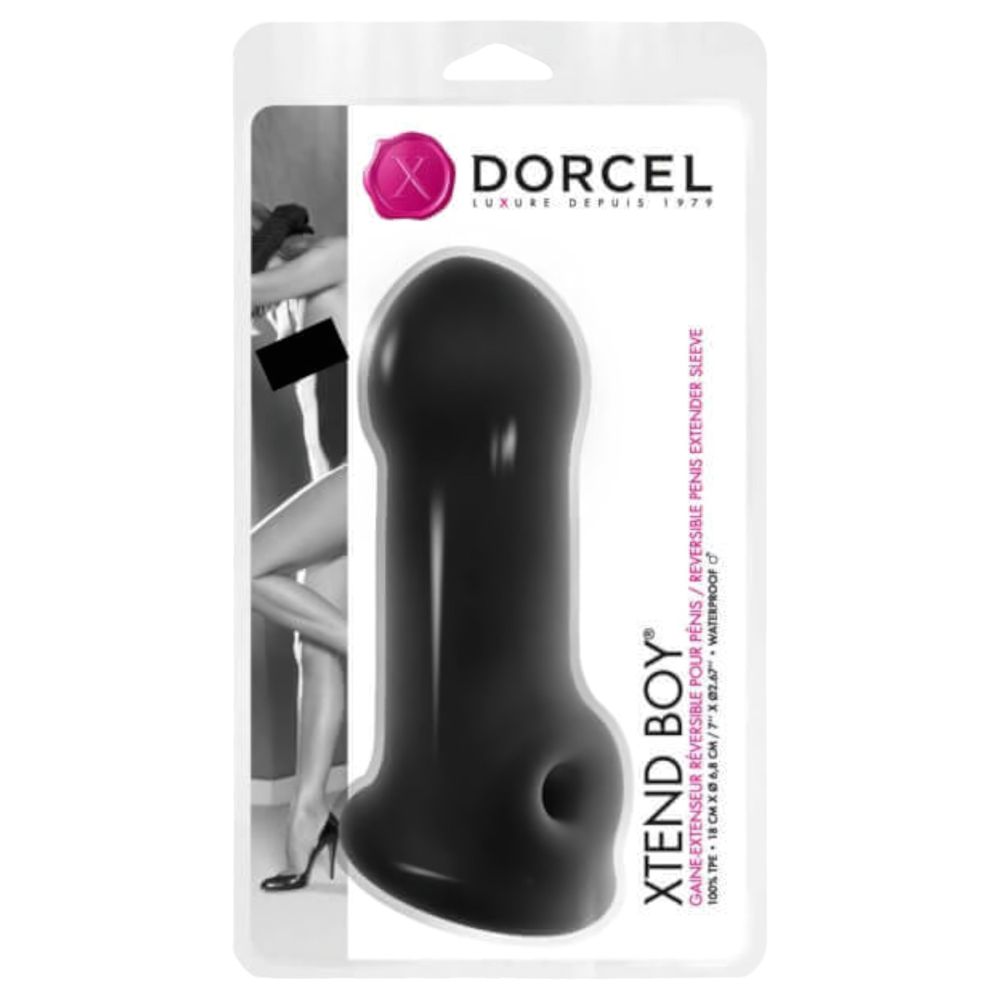 Dorcel Xtend Boy - silikónový návlek na penis (čierny)